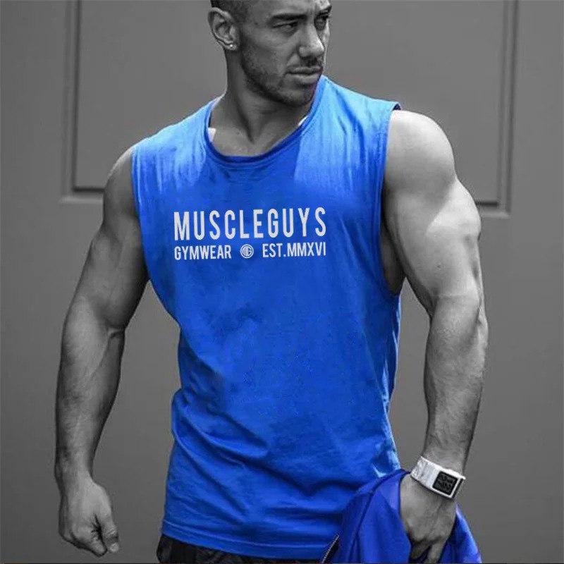 Brand Muscle Singlets Gyms Workout Sleeveless Shirt Stringer Tank Top Men Running Clothing Fitness Mens Sportwear Vests